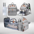 Multifunctional, Large-Capacity Diaper Backpack with Foldable Bed