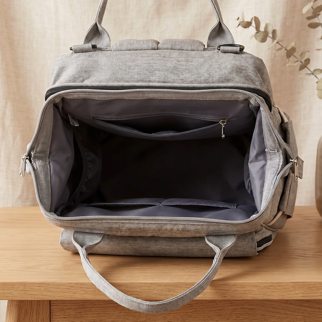 Multifunctional, Large-Capacity Diaper Backpack with Foldable Bed
