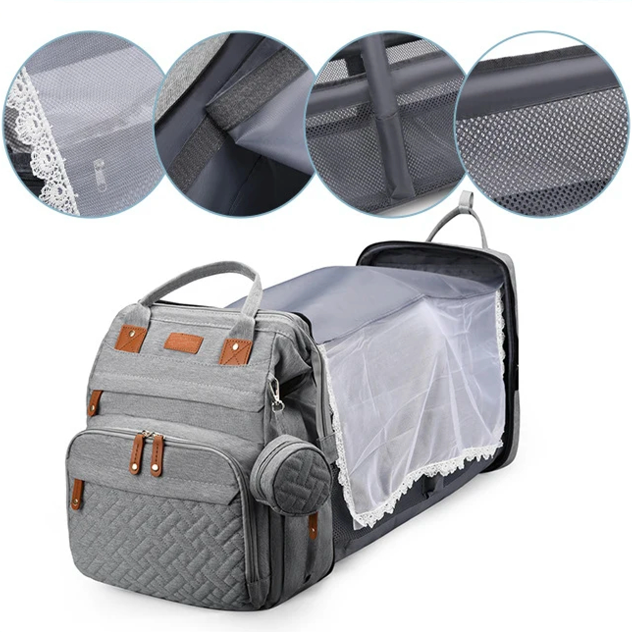 Multifunctional, Large-Capacity Diaper Backpack with Foldable Bed