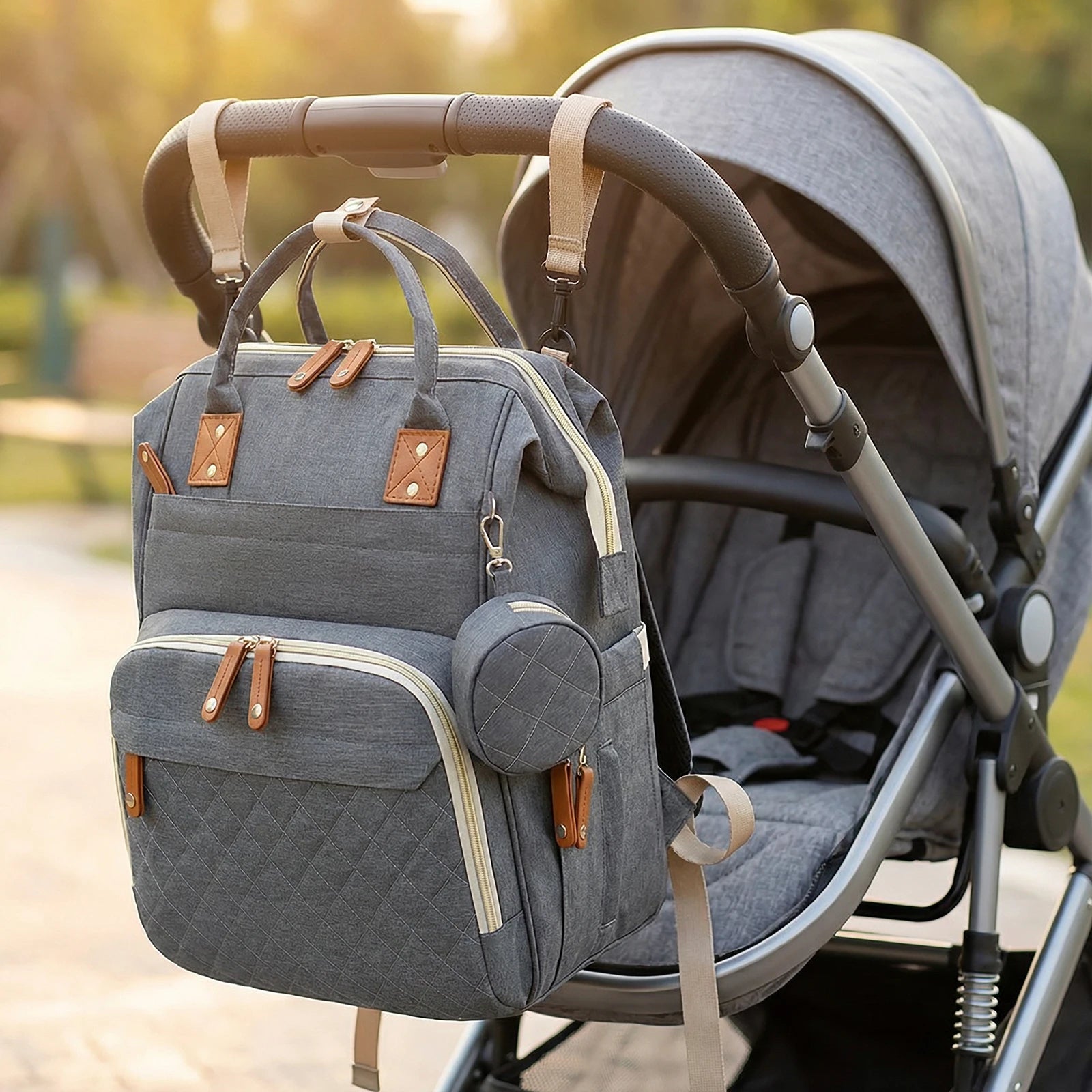 Multifunctional, Large-Capacity Diaper Backpack with Foldable Bed