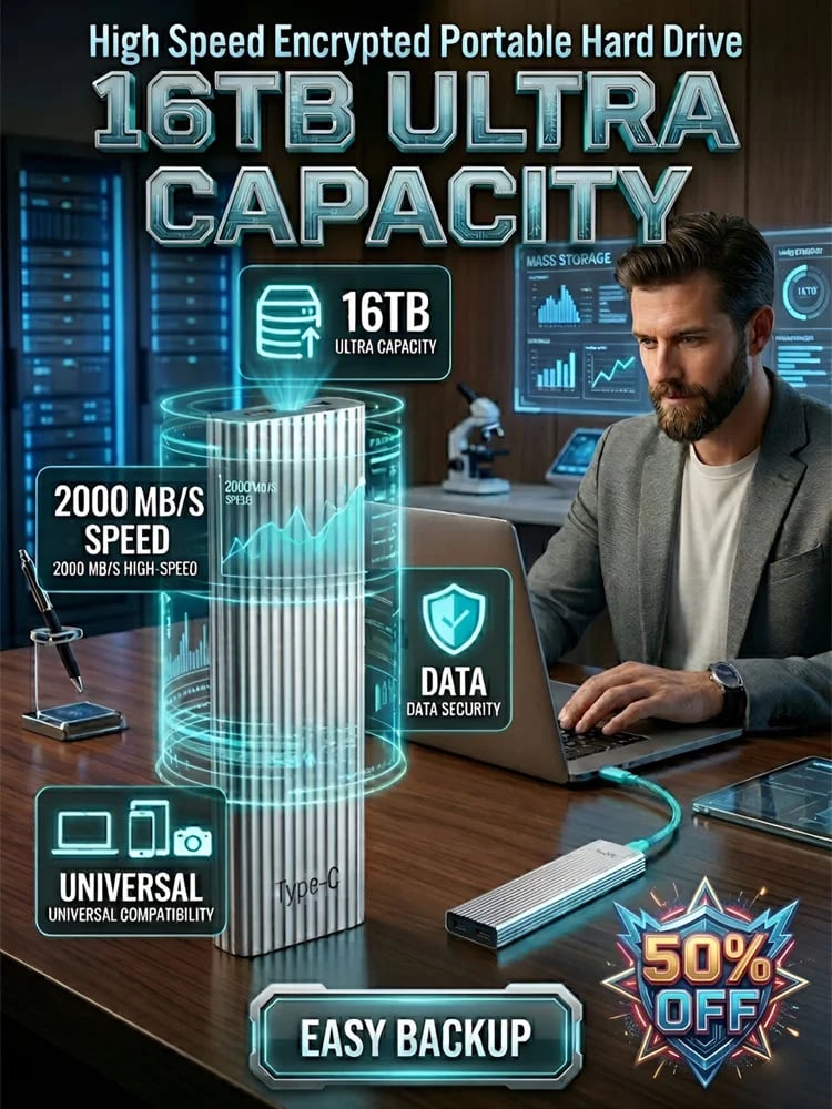 🏆Flash Sale🔥16TB Large-Capacity Type-C Portable Mini SSD